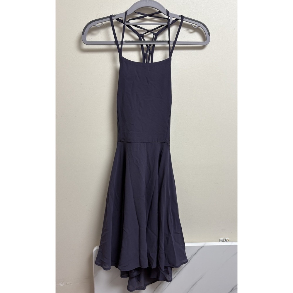 Lulus Purple Fit and Flare Mini Dress Strappy Lace Up Back Size Small